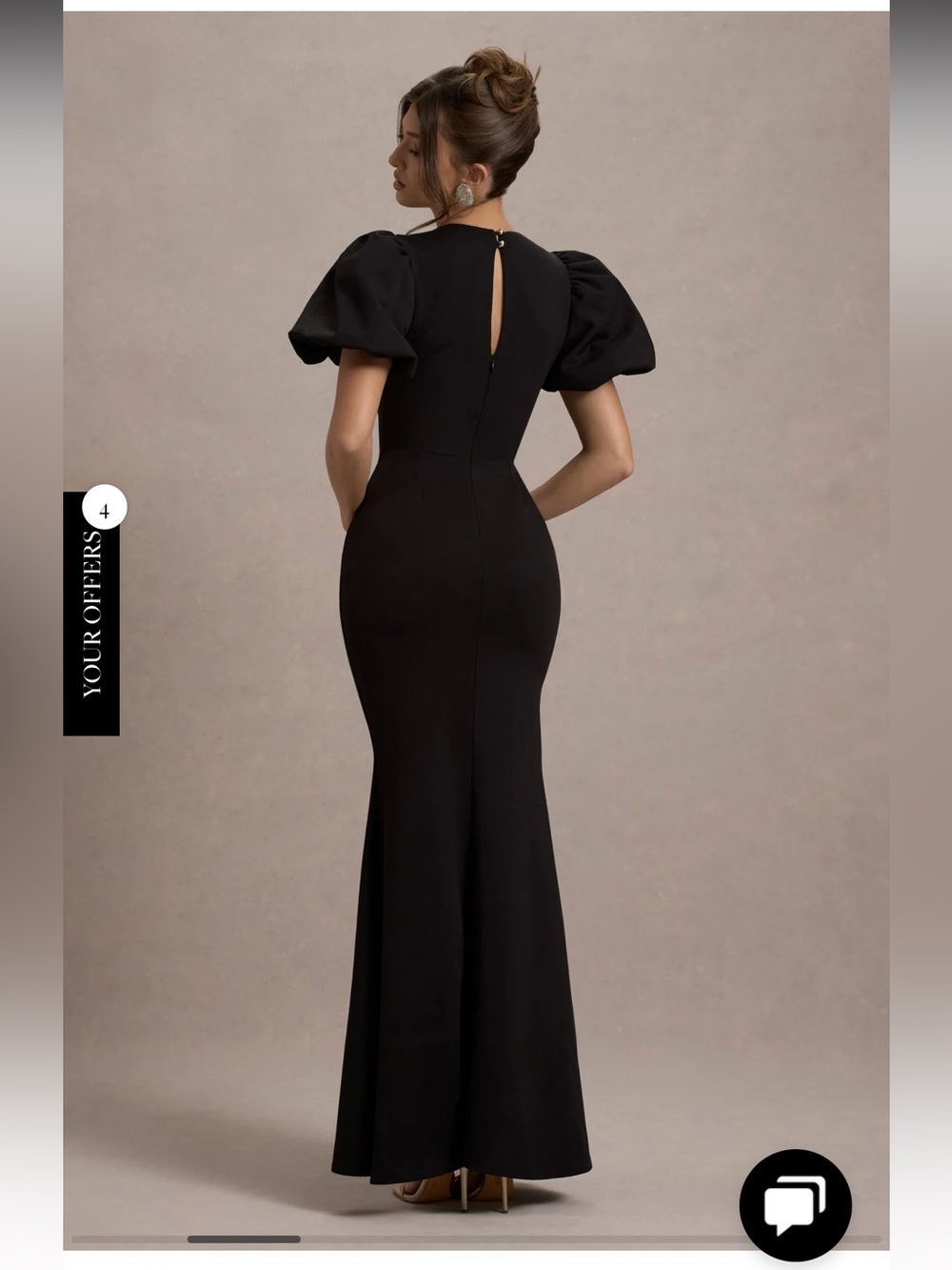Club L London • LOVE LETTERS Black Puff-Sleeve Maxi Dress - Picture 3 of 8